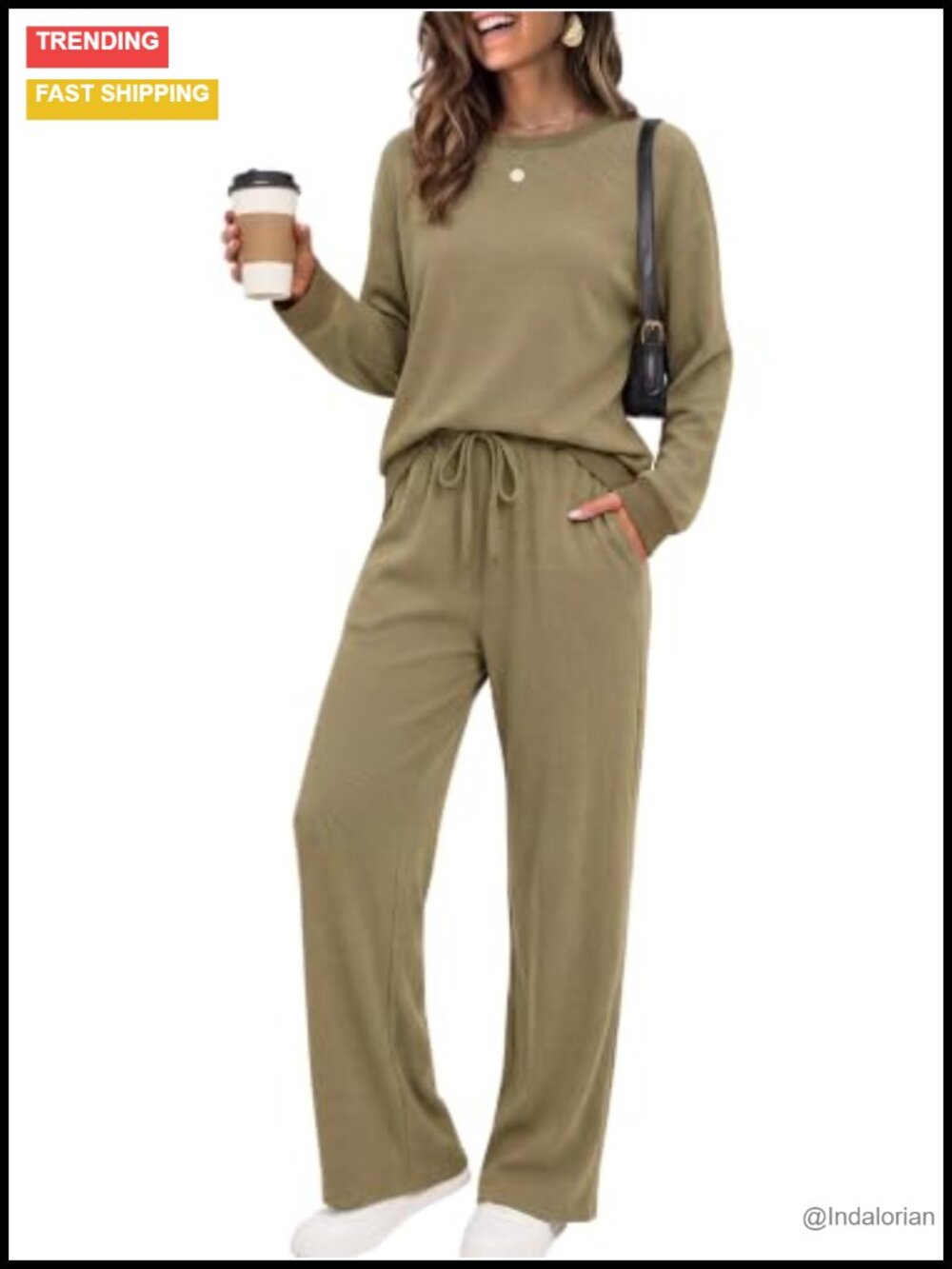 Women's 2 Piece Lounge Set Casual Matching Sweatsuit Long Sleeve Corduroy